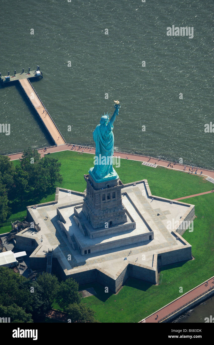 Aerial of Liberty Statue, New York city, USA Stock Photo