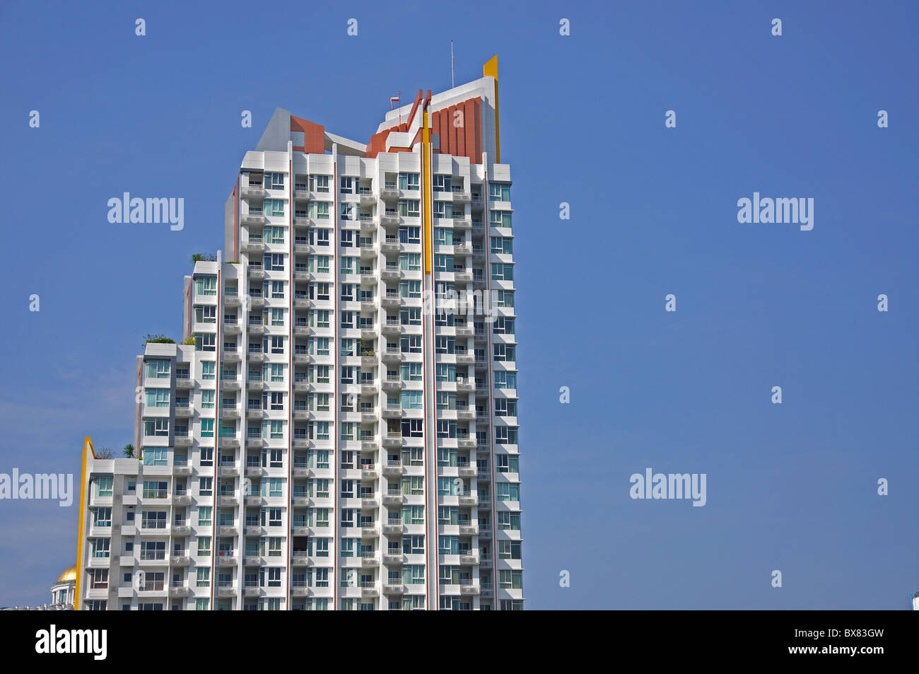 Tower apartment block, Si Lom, Bang Rak District, Bangkok, Thailand Stock Photo