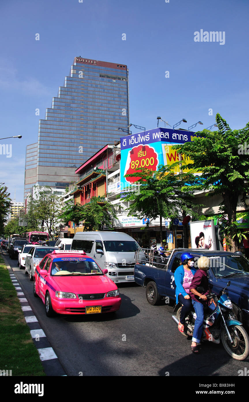 Thanon Sathorn Road, Si Lom, Bang Rak District, Bangkok, Thailand Stock Photo