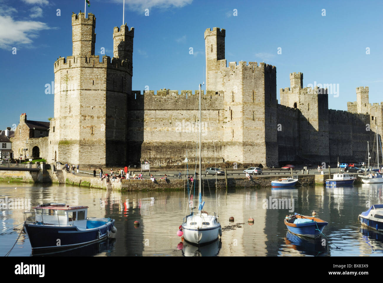 Caernarfon Castle, Caernarfon, Gwynedd, North Wales, UK Stock Photo