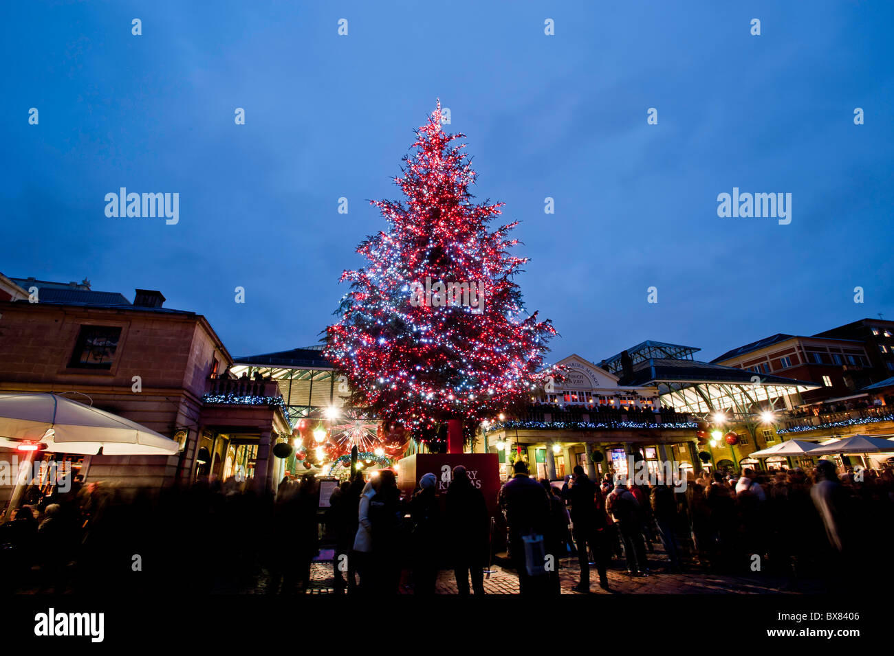 Christmas tree by Apple Market, Covent Garden, Christmas season 2010