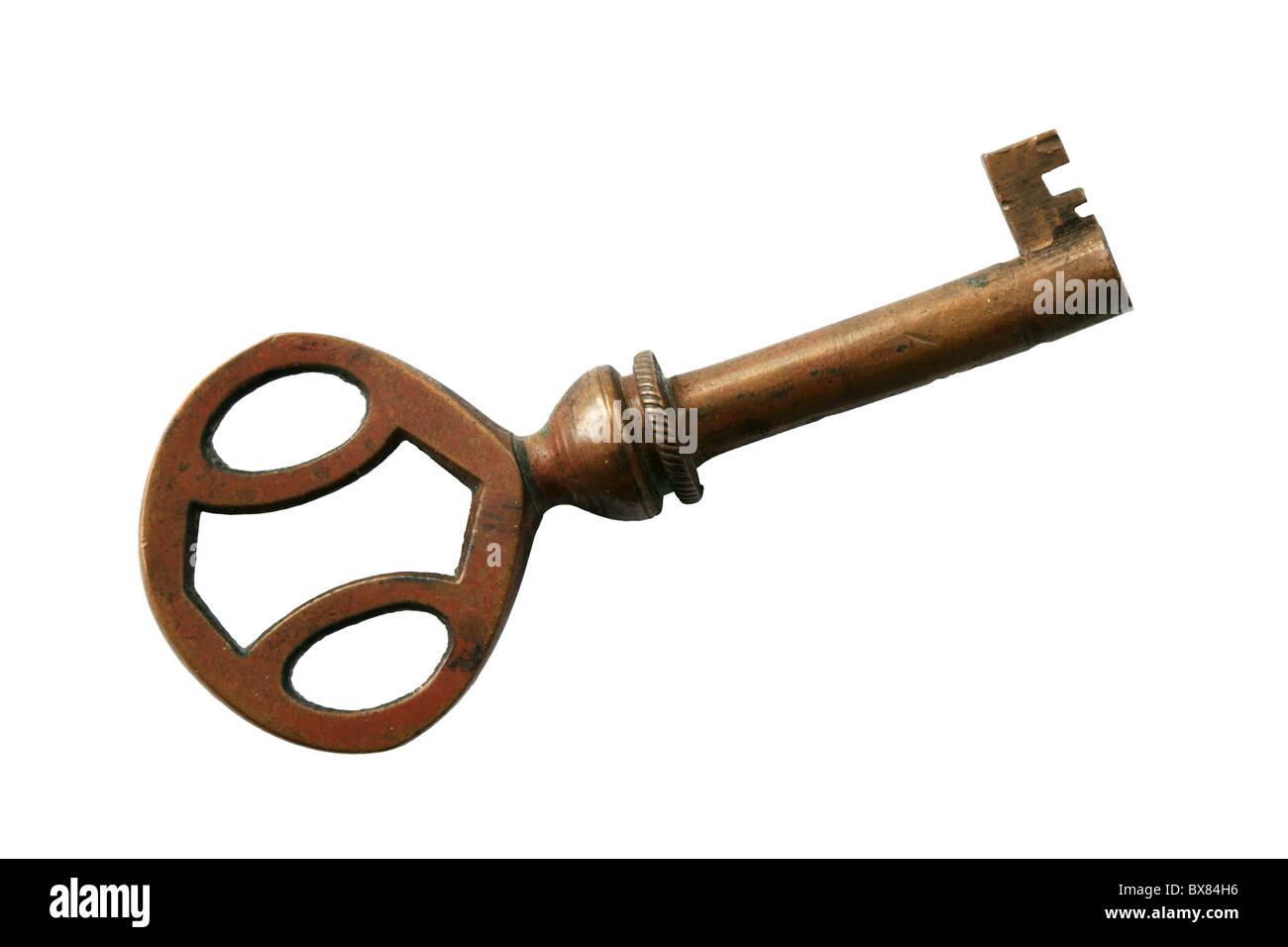 antique brass key isolated on white background Stock Photo