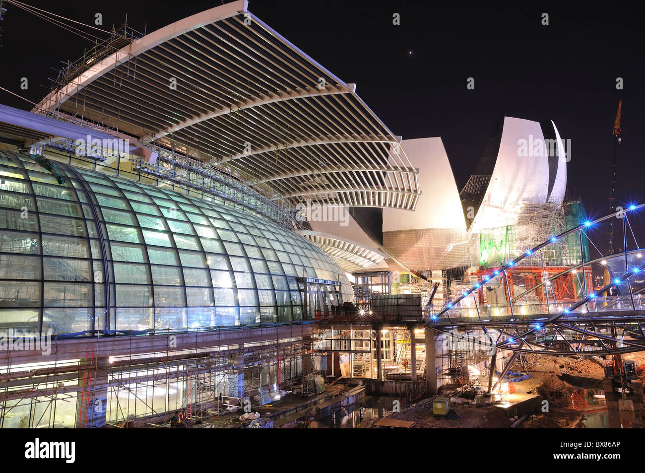 Construction works at the Marina Bay Sands Hotel and Integrated Resort in Singapore. Stock Photo