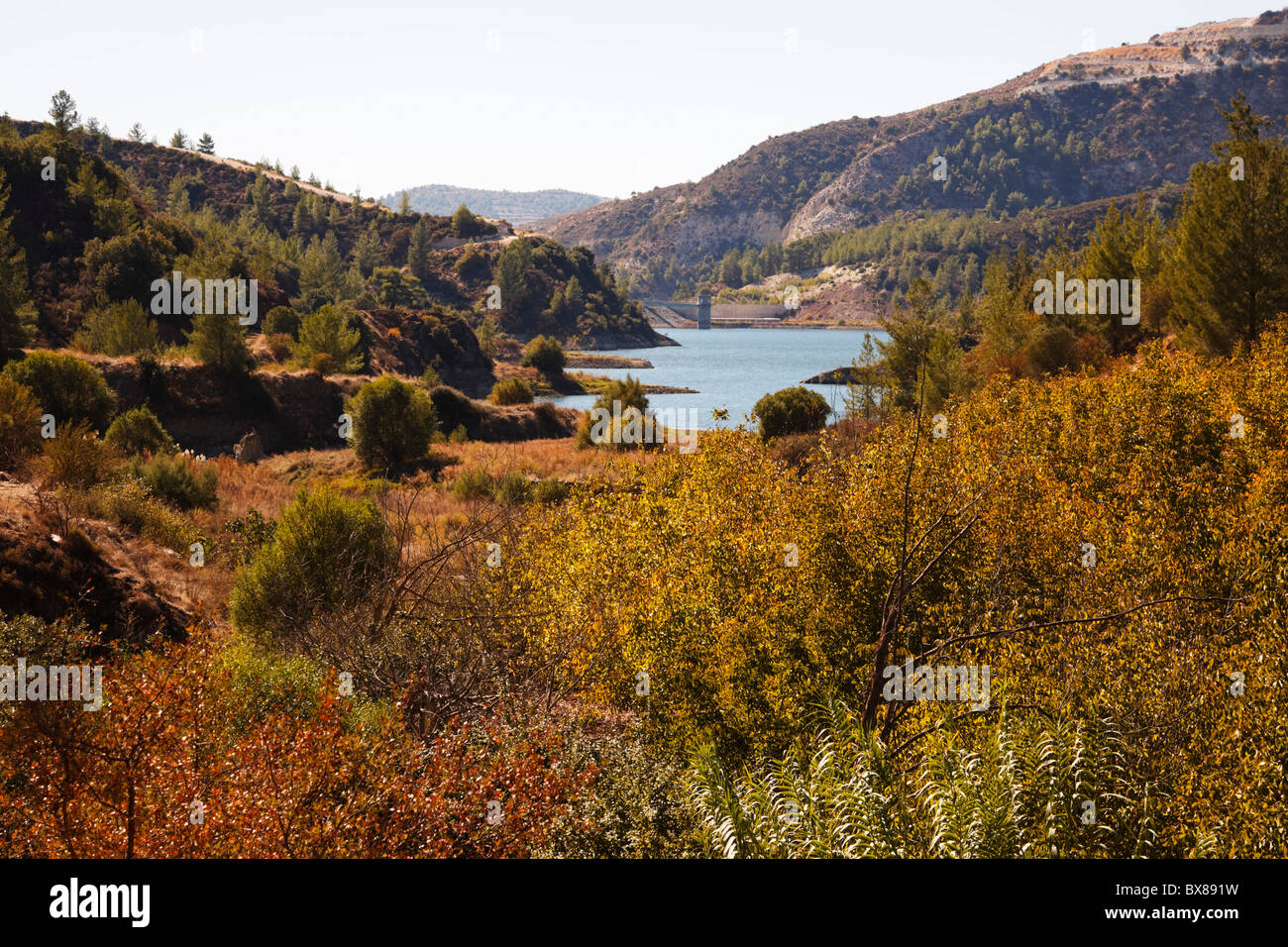 Diarizos Dam, Troodos mountains, Cyprus. Stock Photo