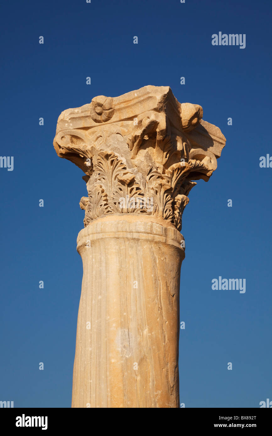 Roman column, Curium, Kourion, Cyprus. Stock Photo