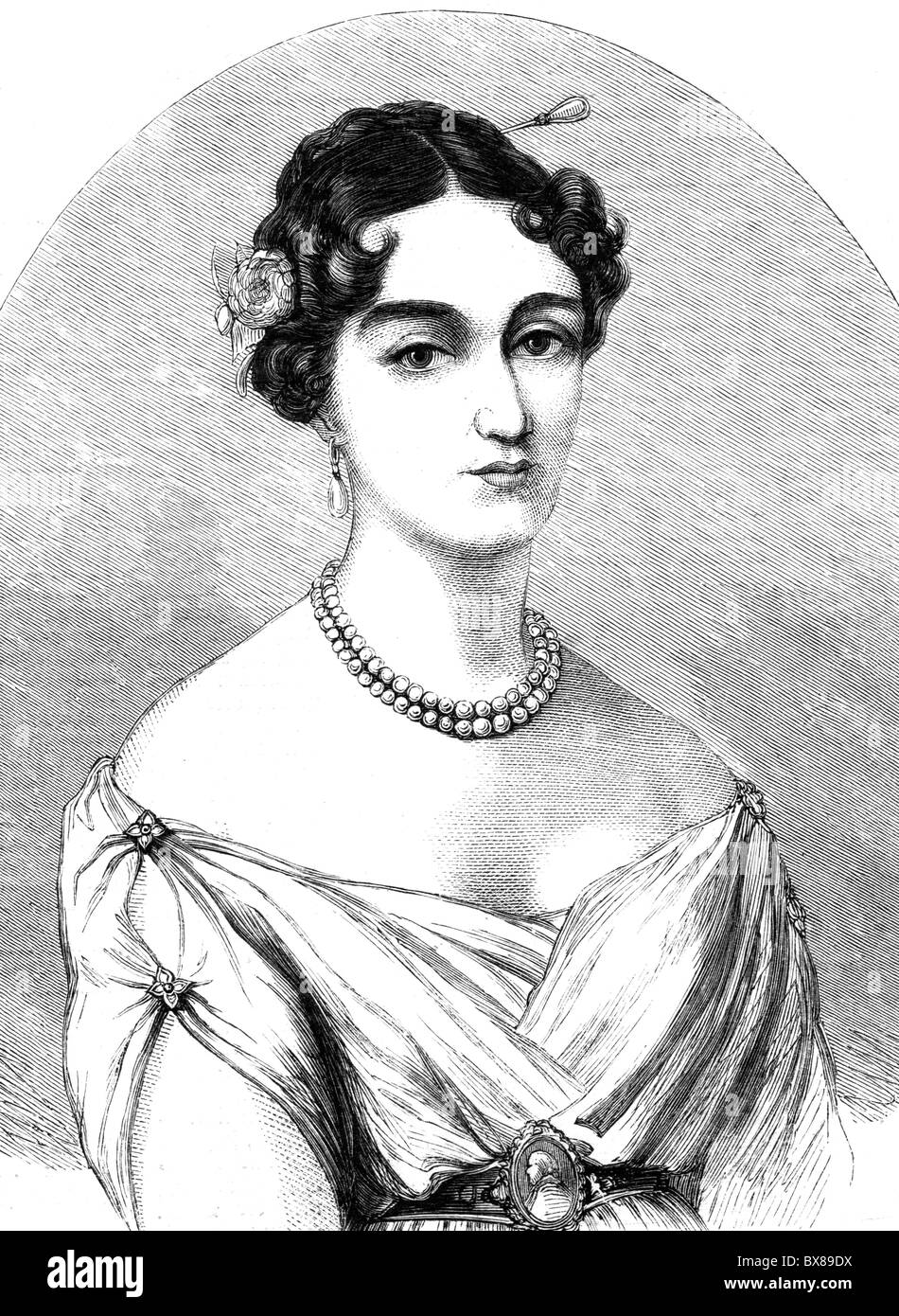 Patterson, Elizabeth 'Betsy', 6.2.1785 - 4.4.1879, first wife of Jerome Bonaparte, half length, wood engraving, 19th century, , Stock Photo