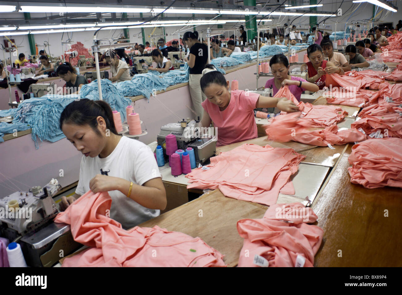 Garment workers at work in the Rifu Co. garment factory in San Antonio