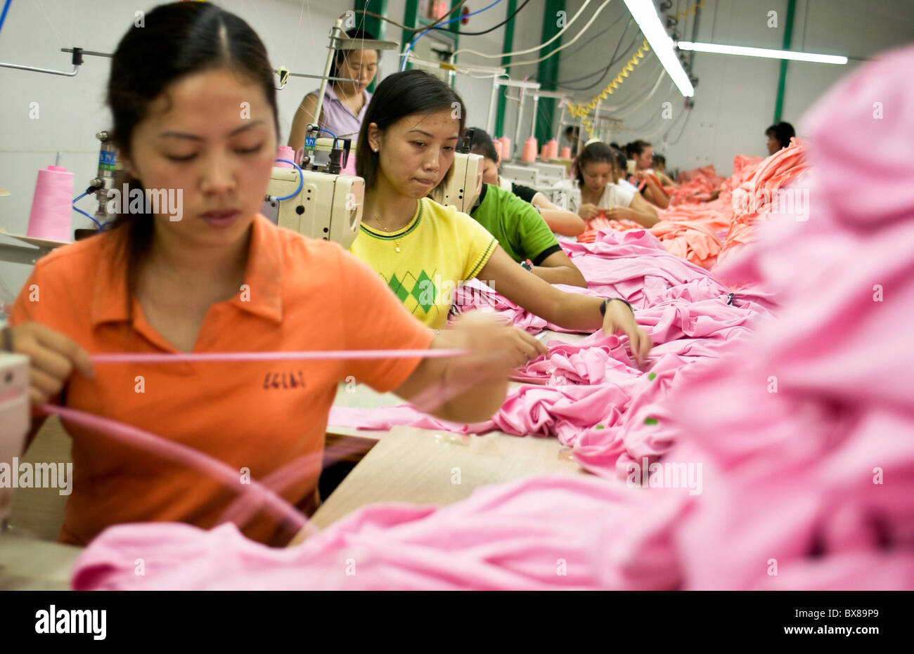 Garment workers at work in the Rifu Co. garment factory in San Antonio