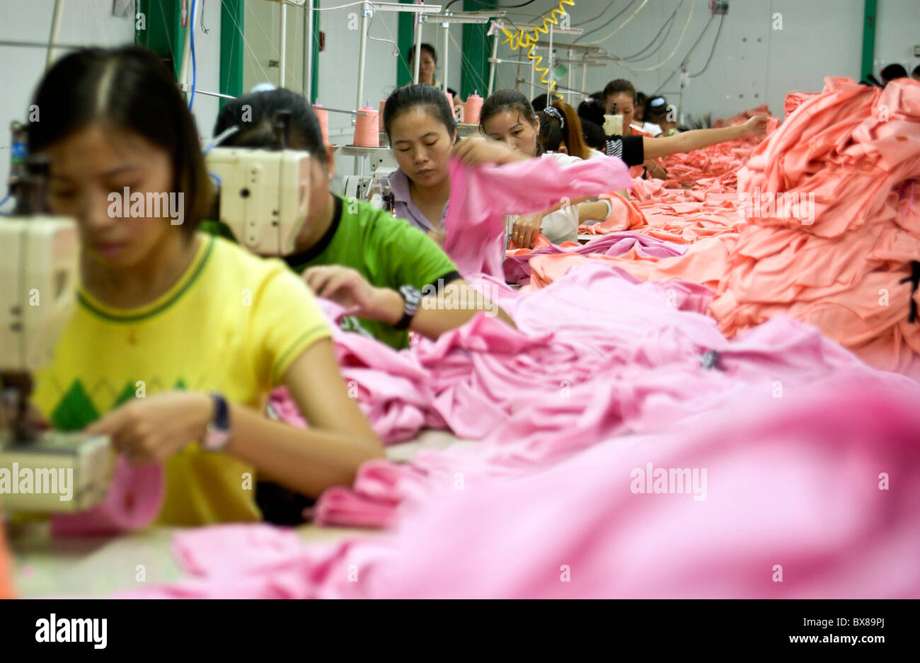 Garment workers at work in the Rifu Co. garment factory in San Antonio