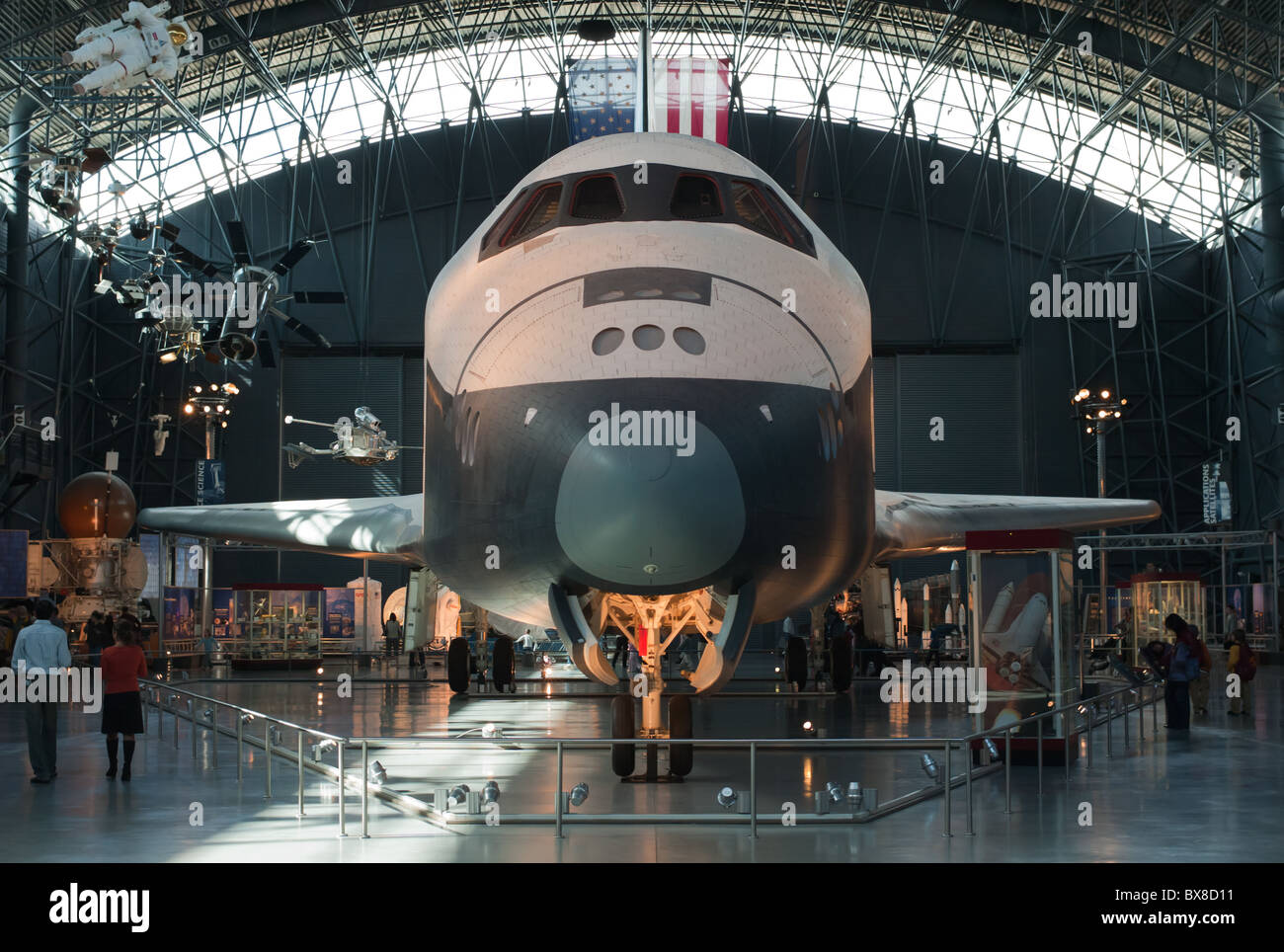 Space Shuttle Enterprise at the National Air and Space Museum, Steven F. Udvar-Hazy Center in Chantilly, Virginia. Stock Photo