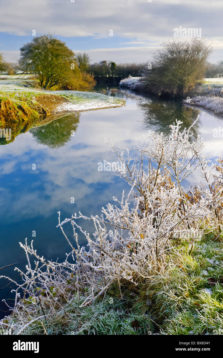 Winter River Landscape Stock Photo