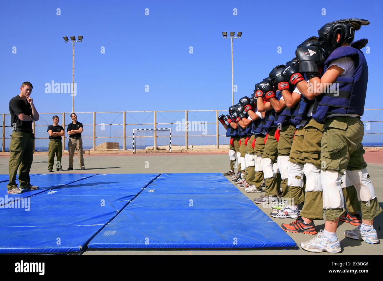 Israeli Soldiers train with Krav Maga ('contact combat', 'close combat' or 'full contact') a hand-to-hand combat system Stock Photo