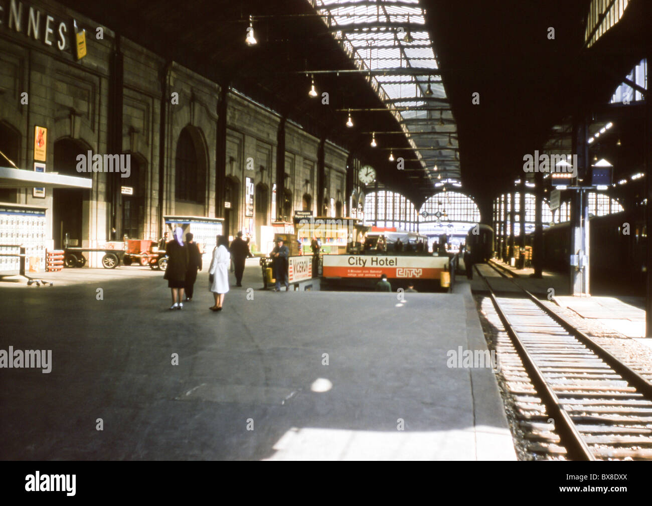 An original 1960's image of the interior of Basel SBB Railway Station, Switzerland Stock Photo