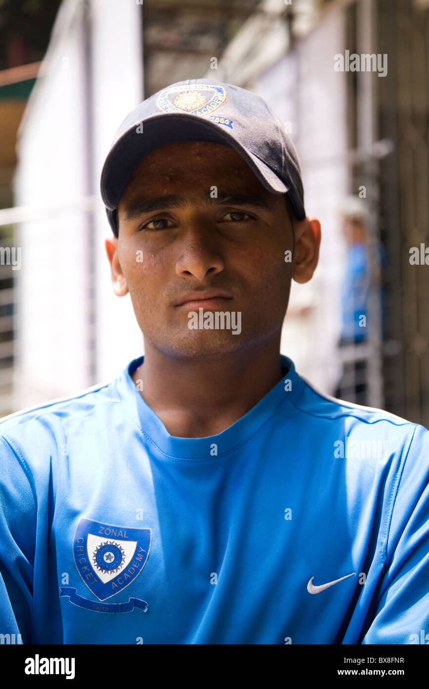 An Indian cricket coach at the National Cricket Academy in Bengaluru, India. Stock Photo