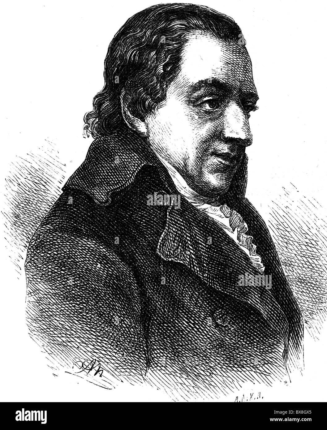 Fichte, Johann Gottlieb, 19.5.1762 - 29.1.1814, German philosopher, portrait, wood engraving, 19th century, , Stock Photo