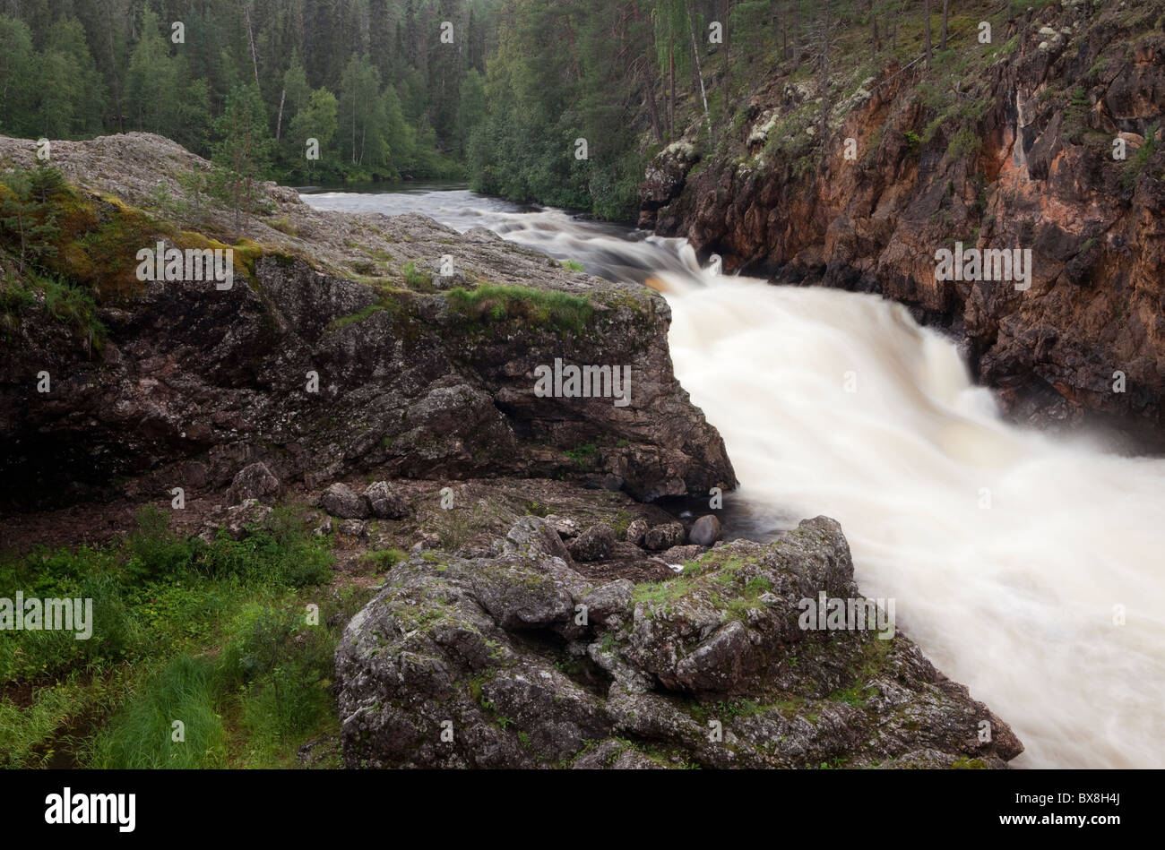 Kiutaköngäs rapids, Oulankajoki river, Kiutaköngäs day trail, National Park of Oulanka, Kuusamo, Finland Stock Photo