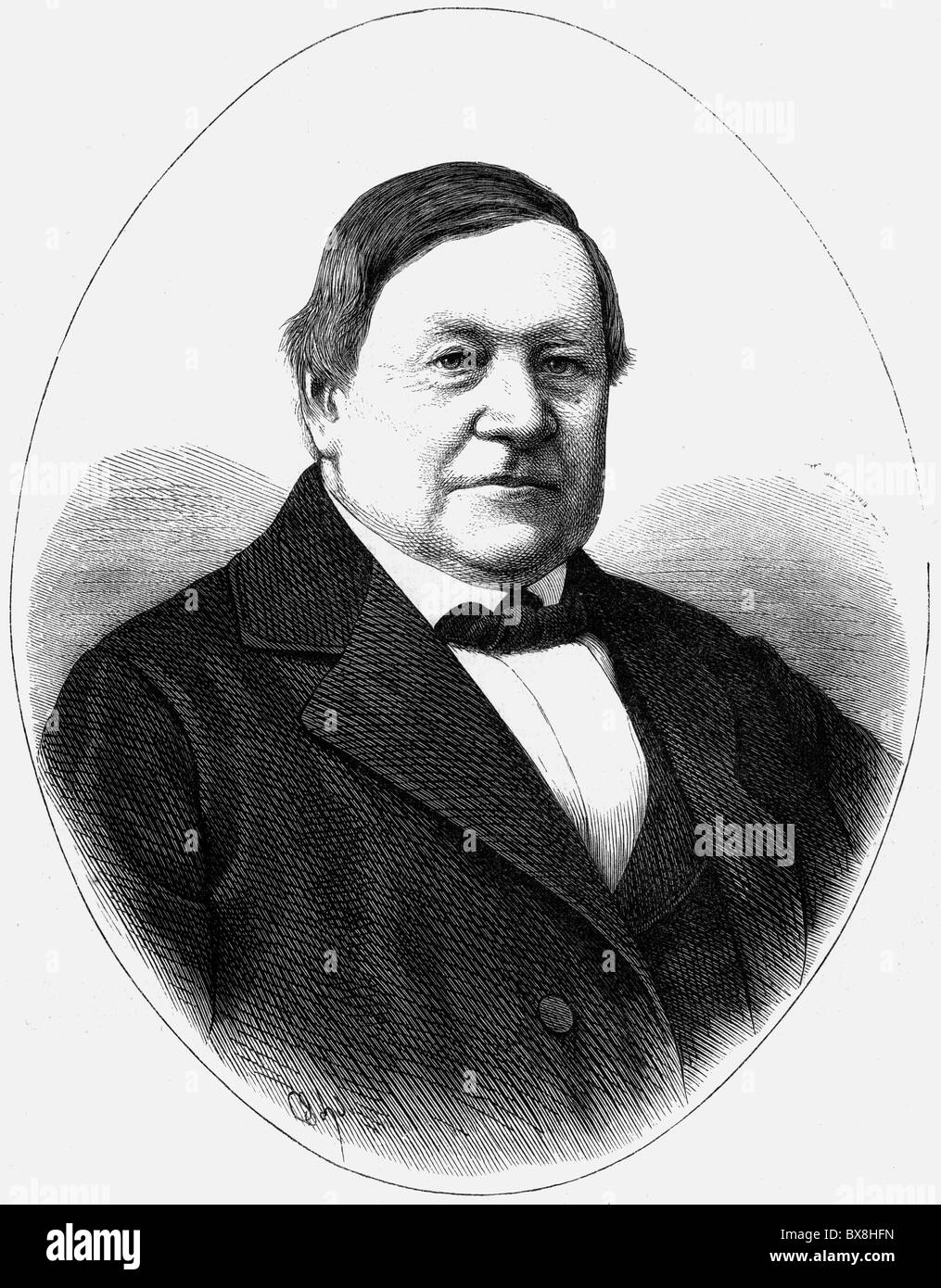 Hahn, Heinrich Wilhelm, 9.1.1795 - 19.4.1873, German bookseller, portrait, wood engraving, published in 1869, Stock Photo