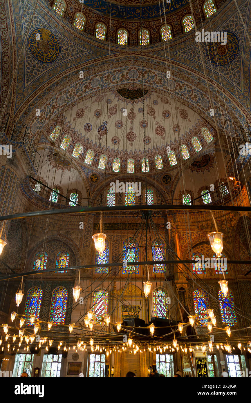 Inside the Blue Mosque Istanbul Turkey Stock Photo