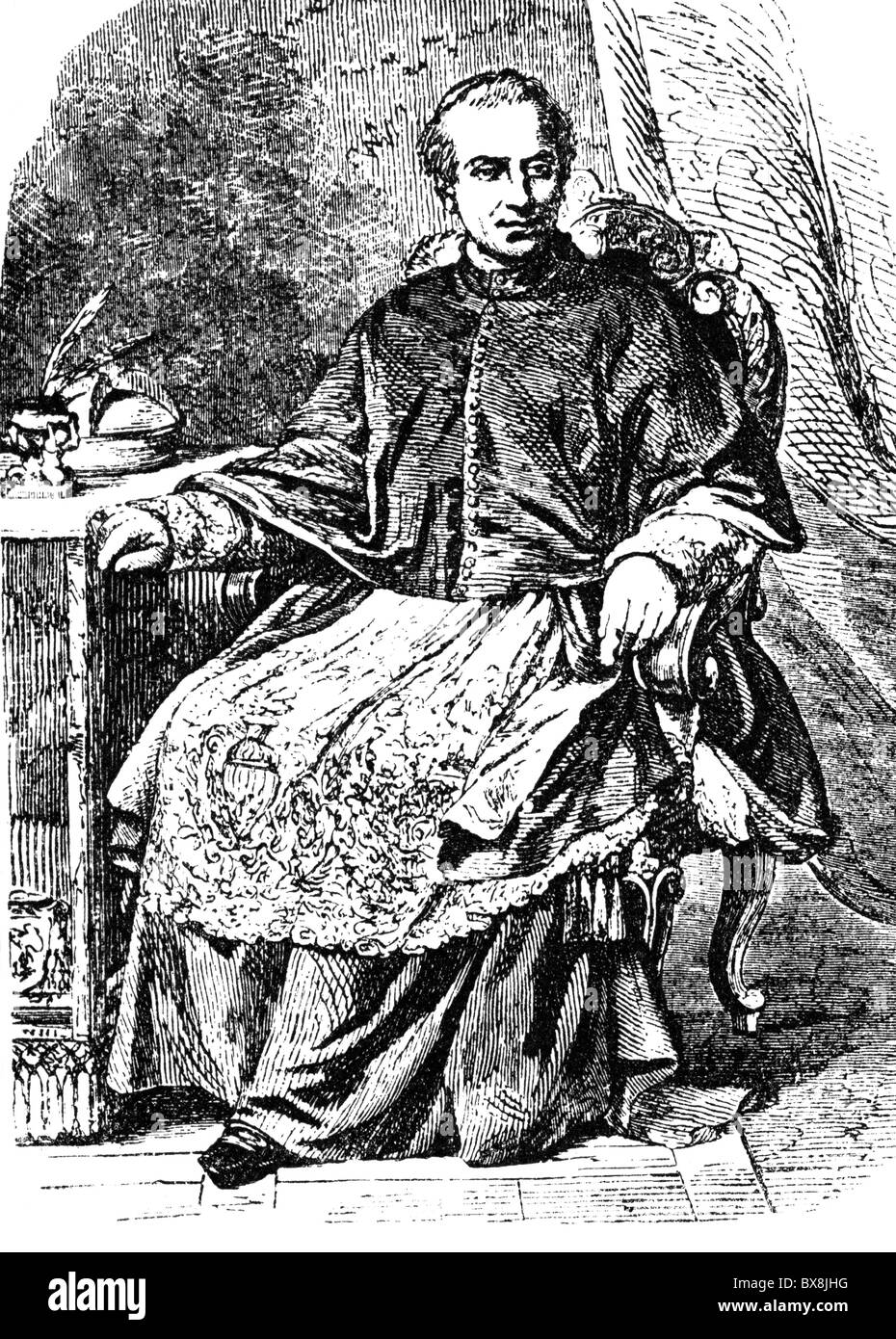 Antonelli, Giacomo, 2.4.1806 - 6.11.1876, Italian clergyman, Cardinal Secretary of State 10.3.1848 - 6.11.1876, full length,  wood engraving, circa 1870, Stock Photo