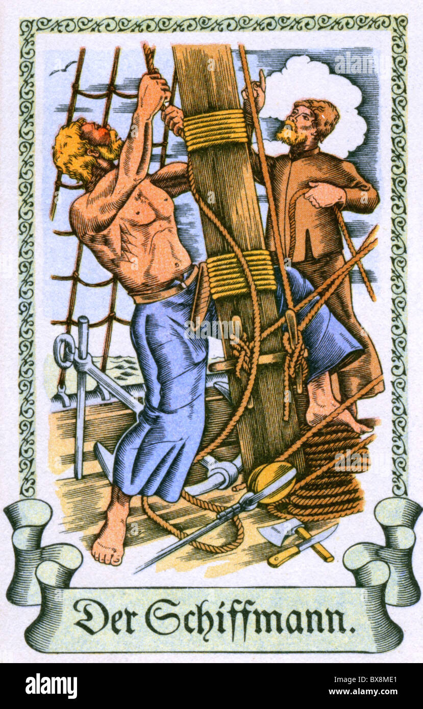 people, professions, sailor, circa 1575, colour print, cigarette card, Tengelmann, Muehlheim/Ruhr, 1934, , Additional-Rights-Clearences-Not Available Stock Photo