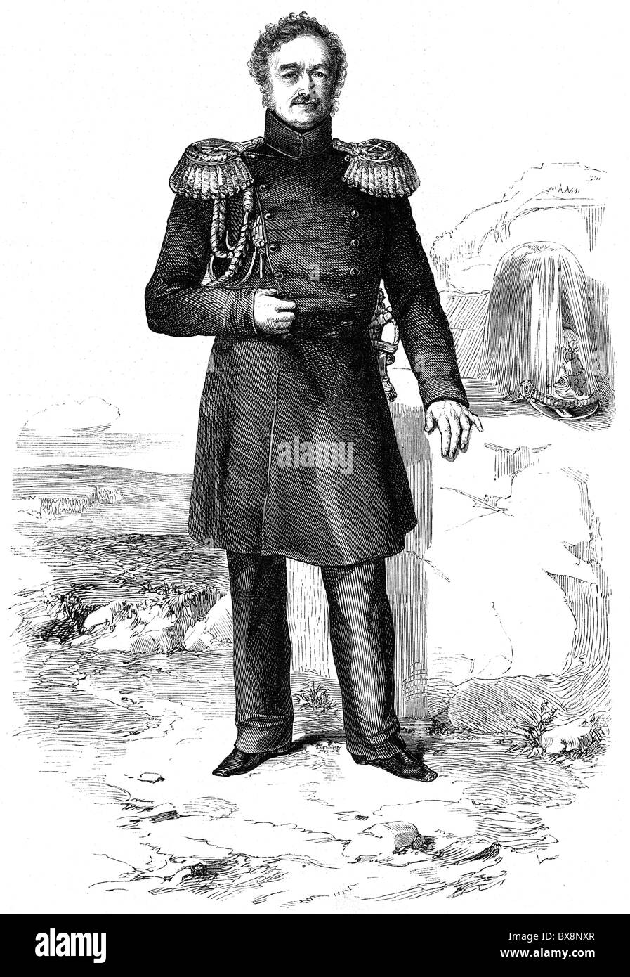 Paskevich, Ivan Fyodorovich, 19.5.1782 -  13.2.1856, Russian general, full length, wood engraving, published in 1854, Stock Photo