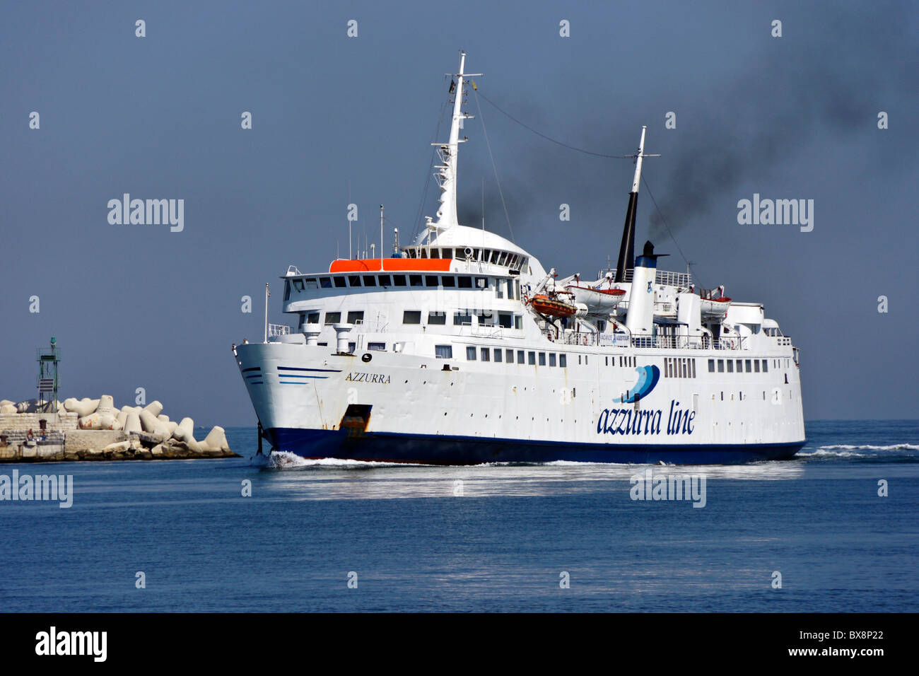 Azzurra Line car and passenger ferry Azzurra entering port of Bari in Italy Stock Photo
