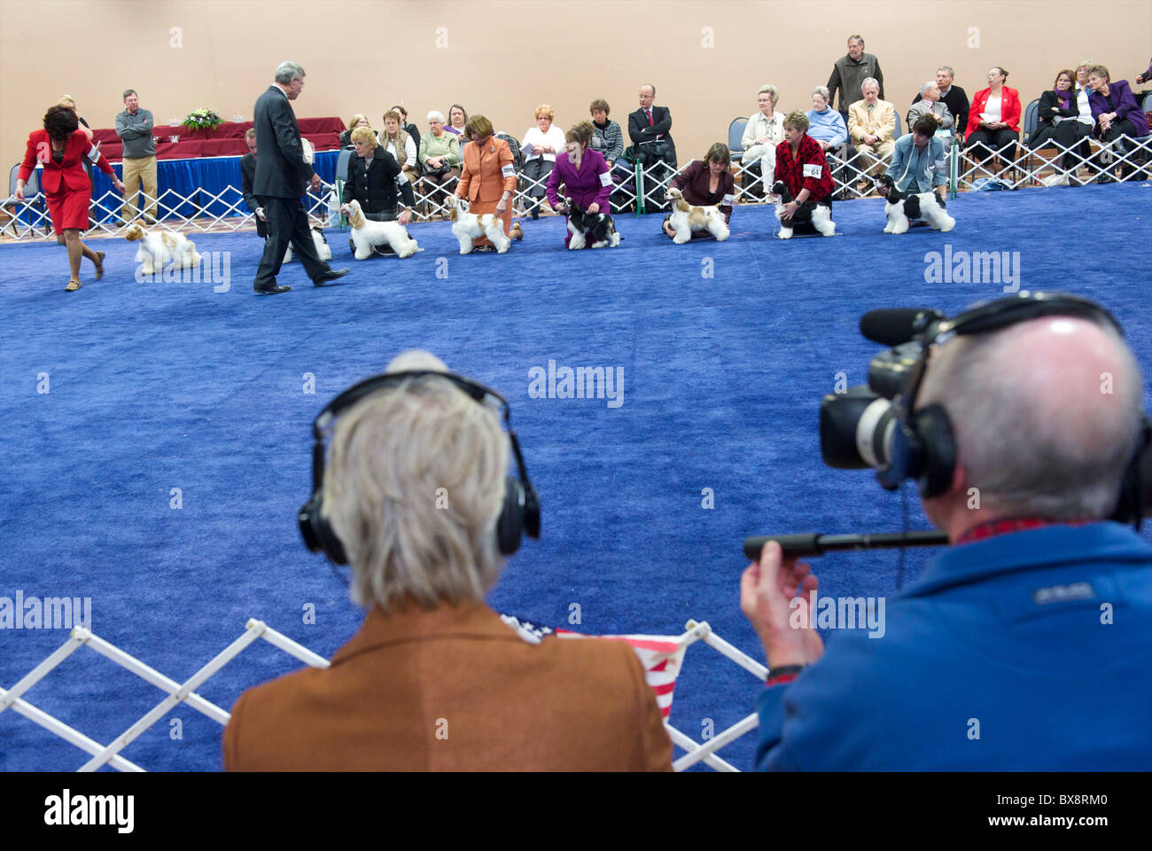 Commentators narrate the ASC Flushing Spaniel Show at the Valley
