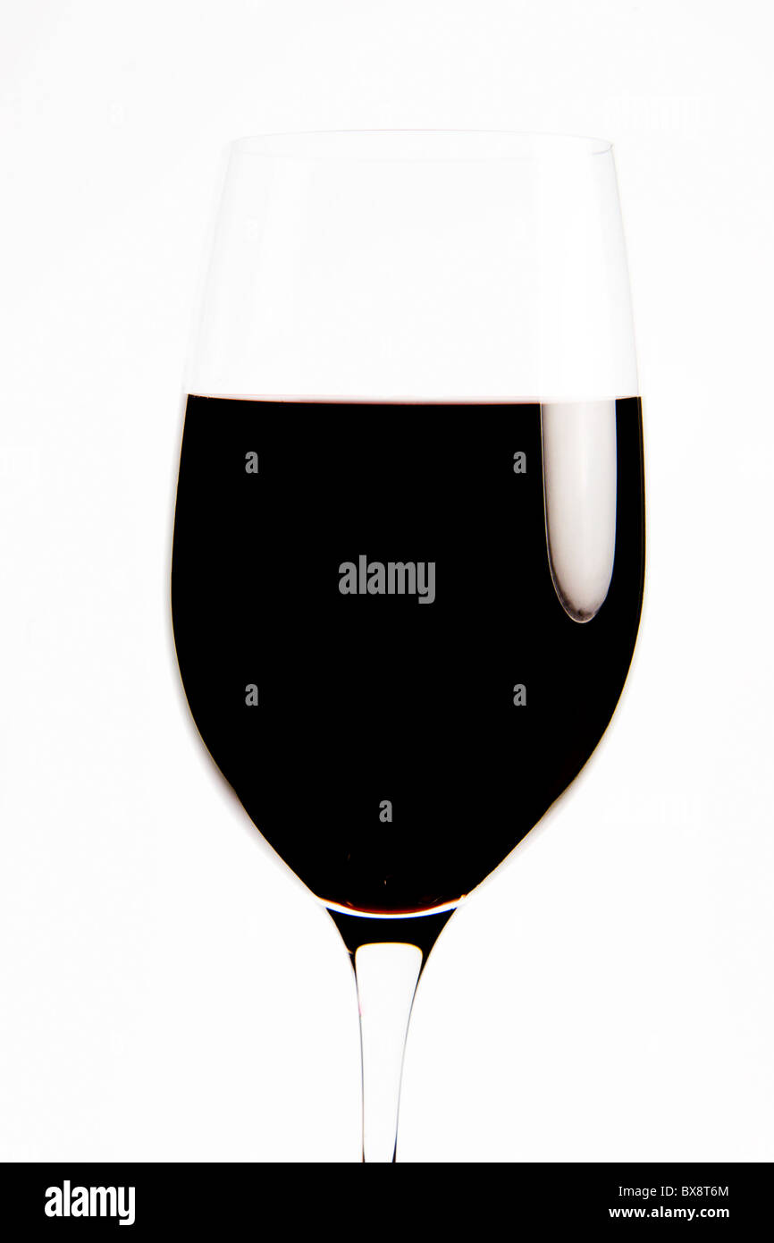 Red Wine with Three Units of Alcohol in a Wine Glass Stock Photo