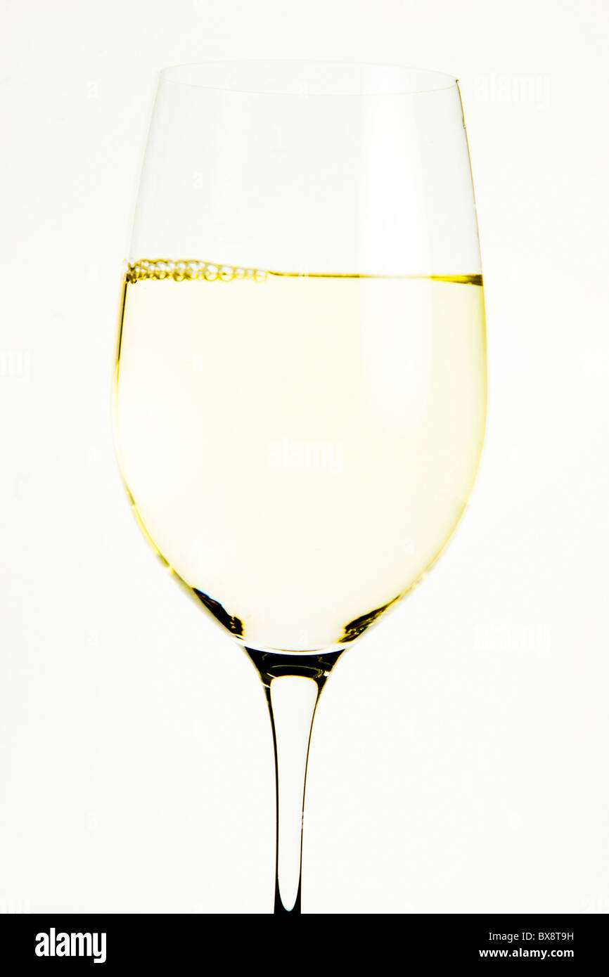 White Wine with Three Units of Alcohol in a Wine Glass Stock Photo