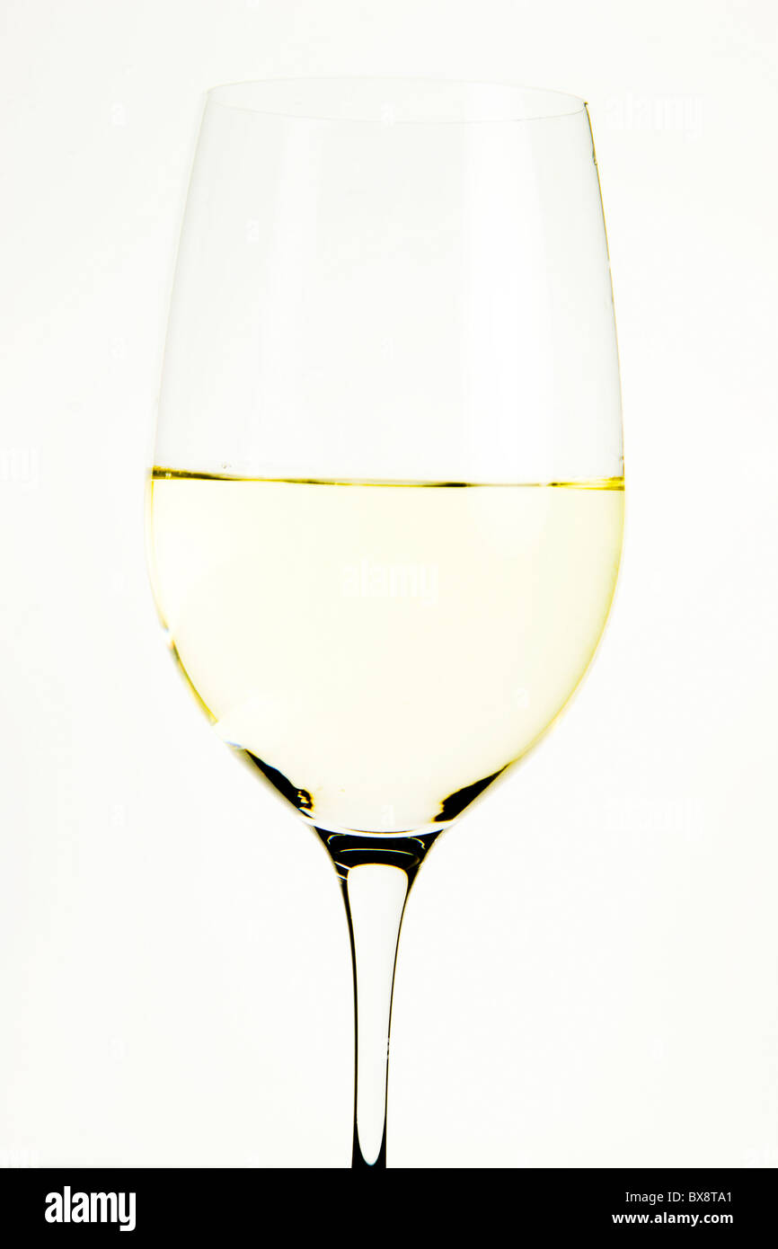 White Wine with Two Units of Alcohol in a Wine Glass Stock Photo