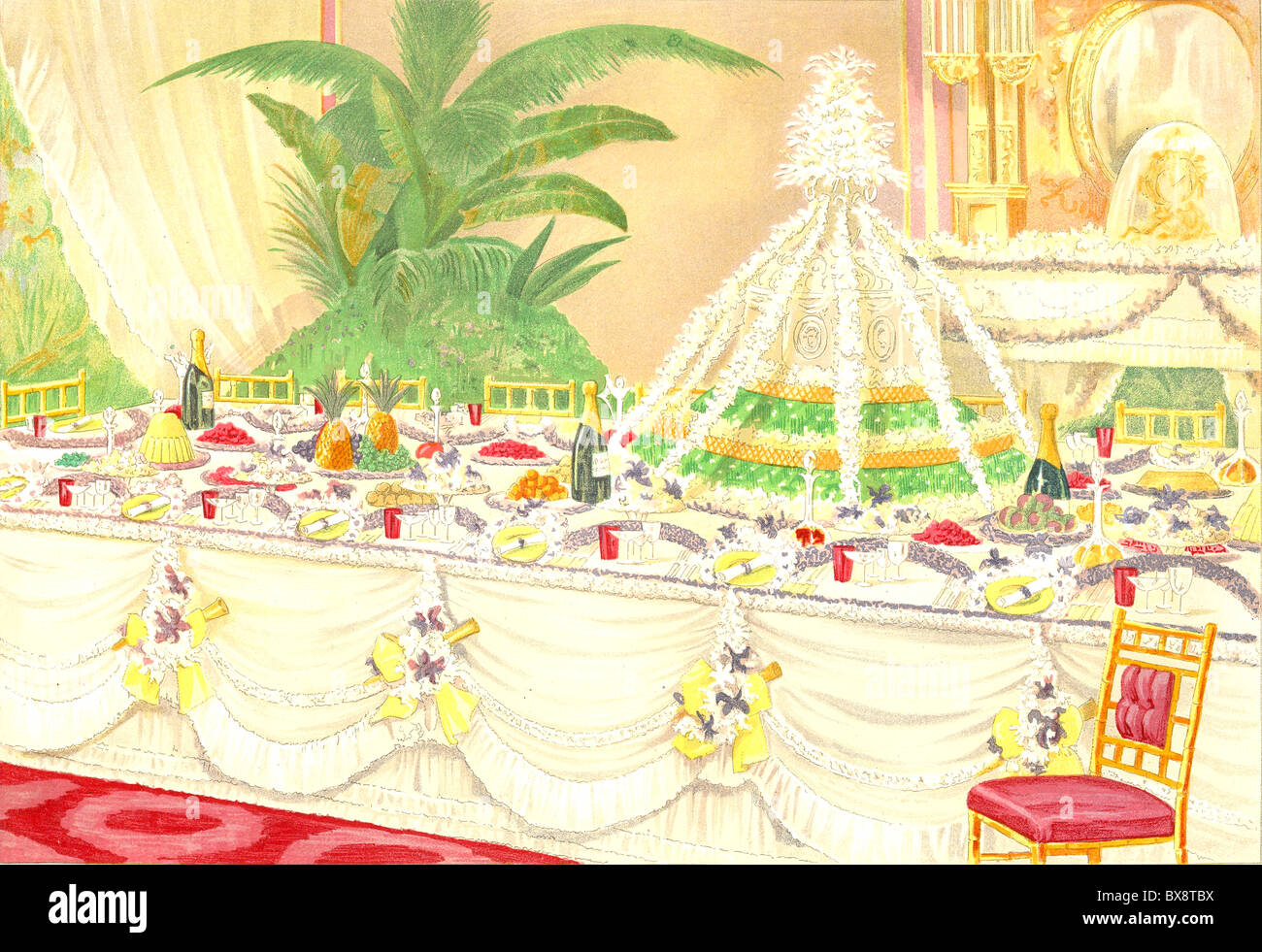 Chromolithograph titled A Wedding Breakfast Table Stock Photo