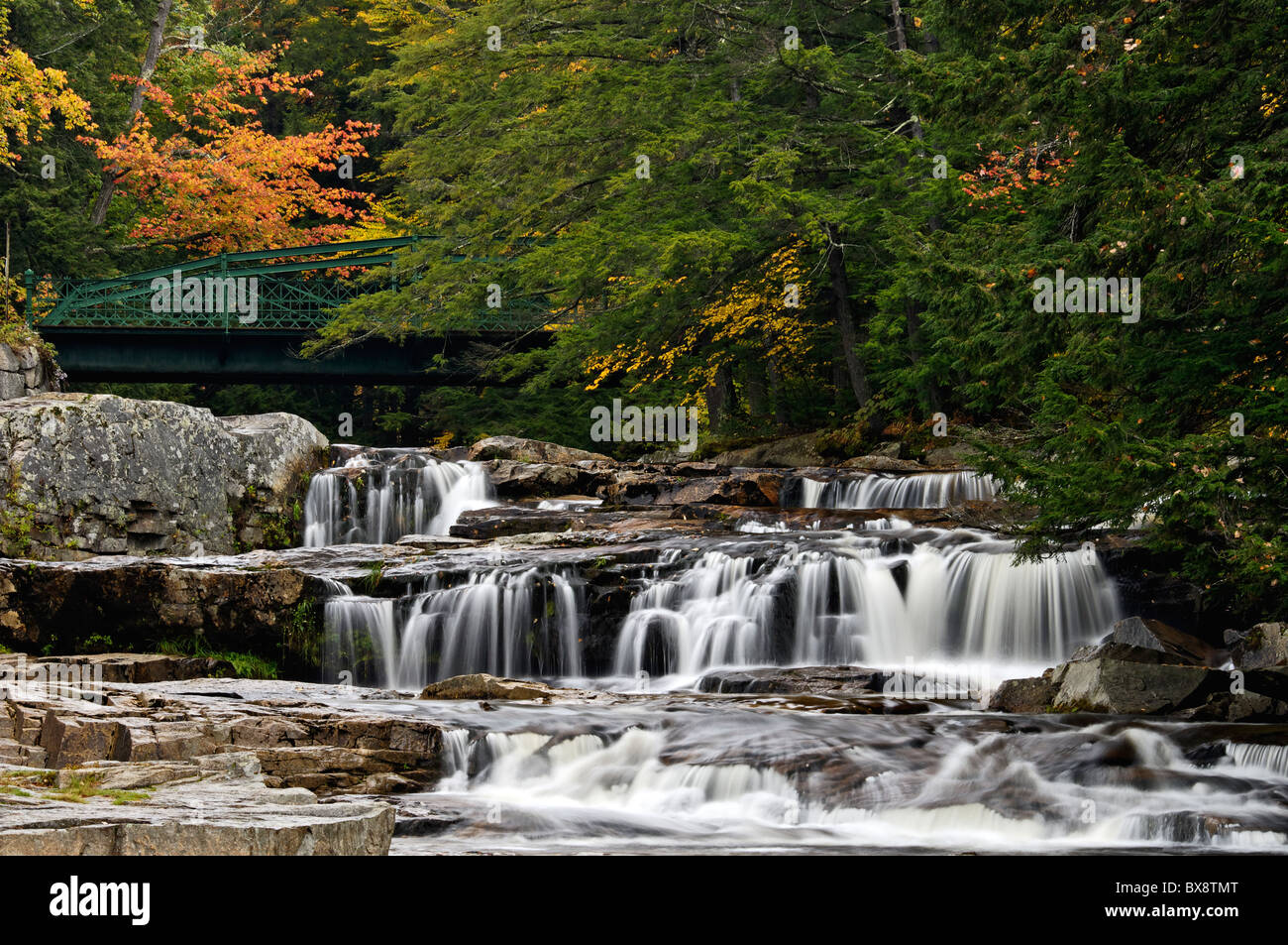 Series of Cascades, Bridge and Autumn Color on the Wildcat River at