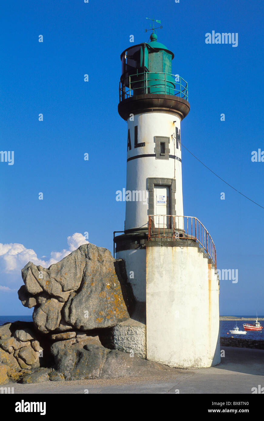 France, Brittany, Finistere, Sein Island, Men Brial Lighthouse Stock Photo