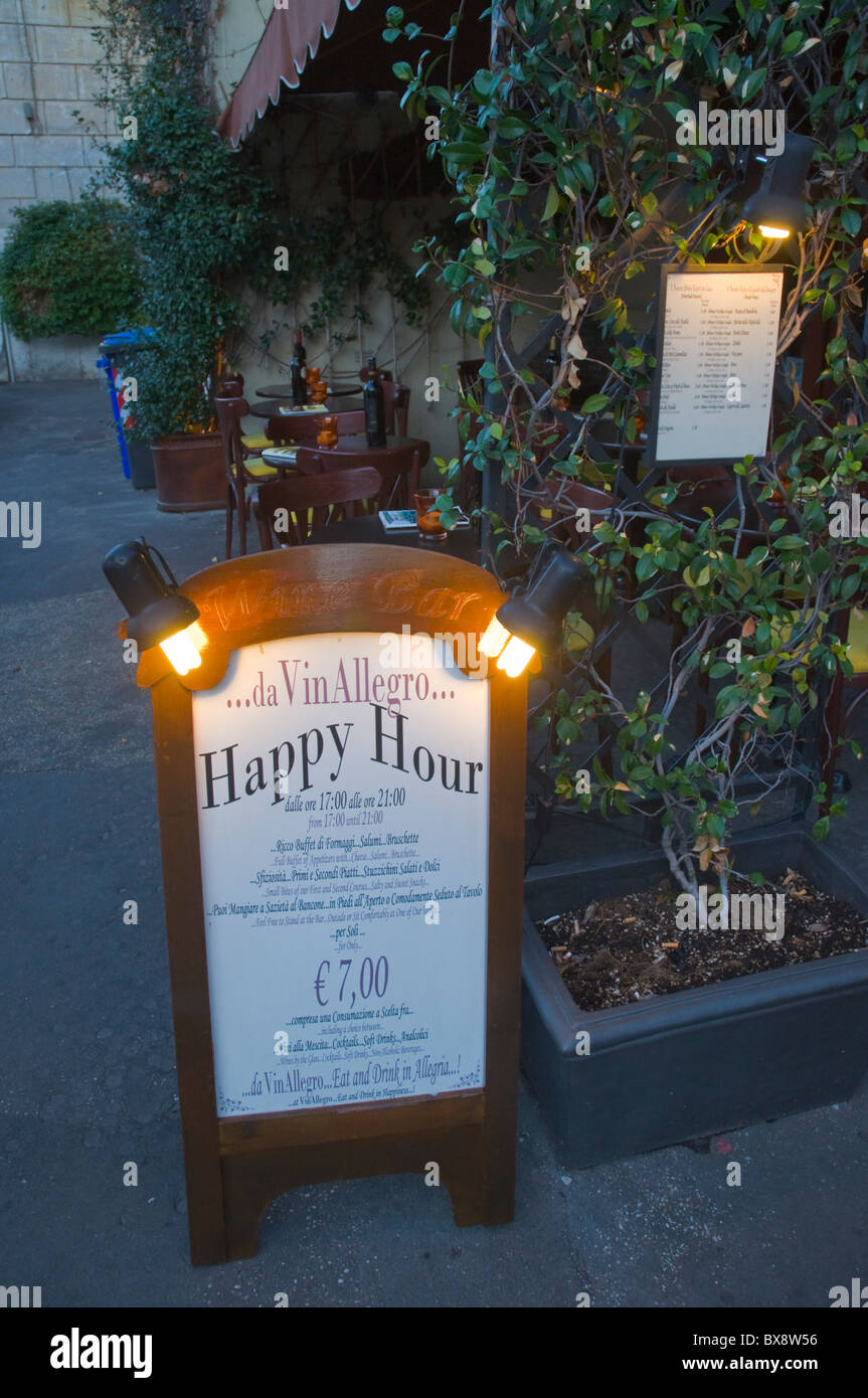 Happy hour sign Trastevere district Rome Italy Europe Stock Photo Alamy