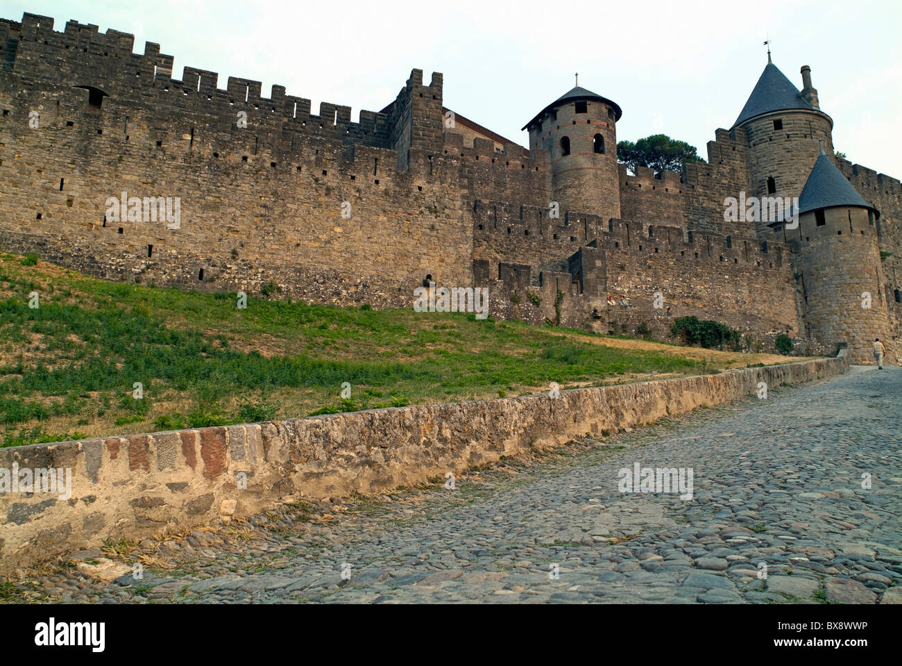 Wall of the medieval city, Carcassonne, France Stock Photo - Alamy