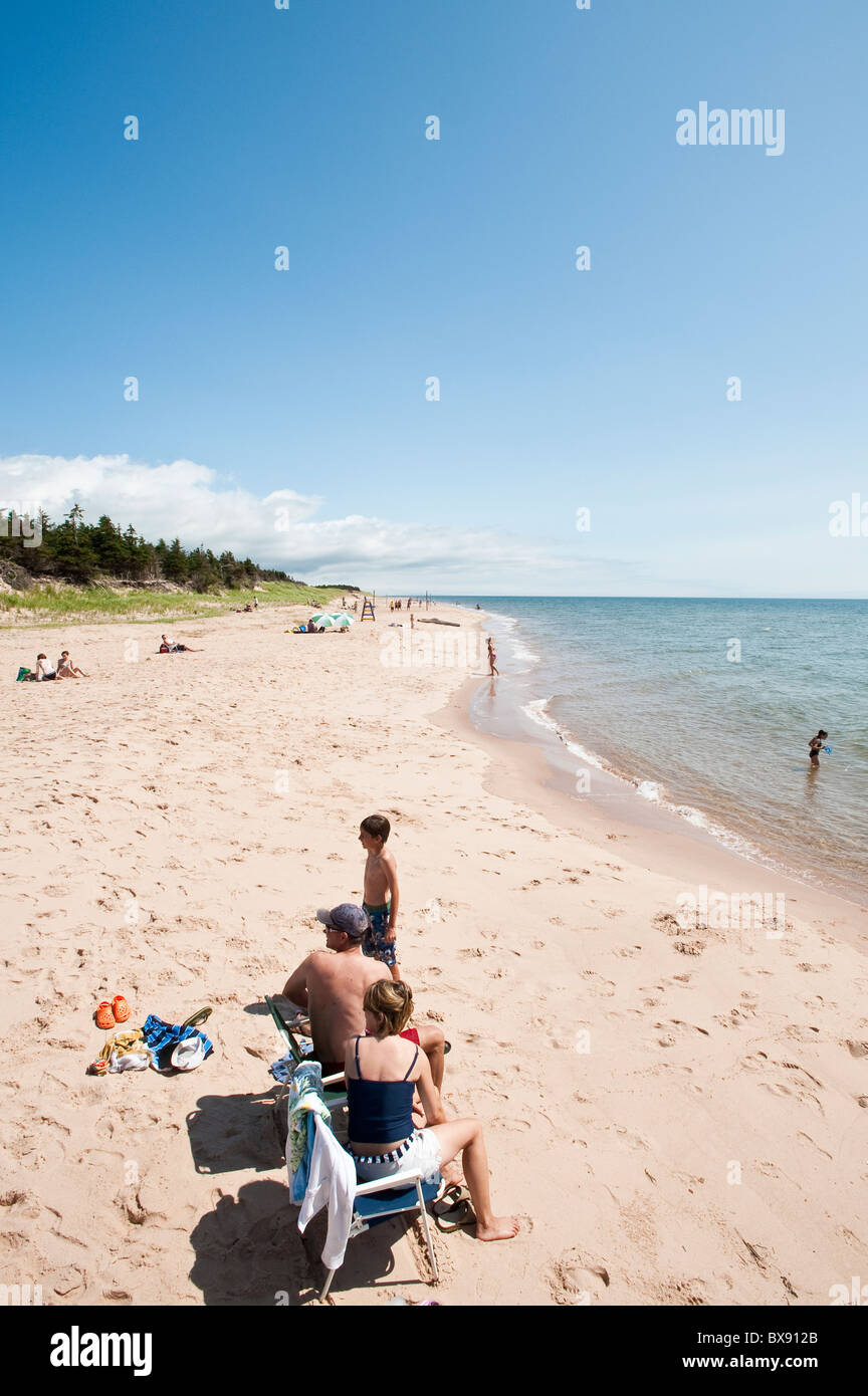 Singing Sands beach, Canola field, Bothwell, Prince Edward Island, the maritimes, canada Stock