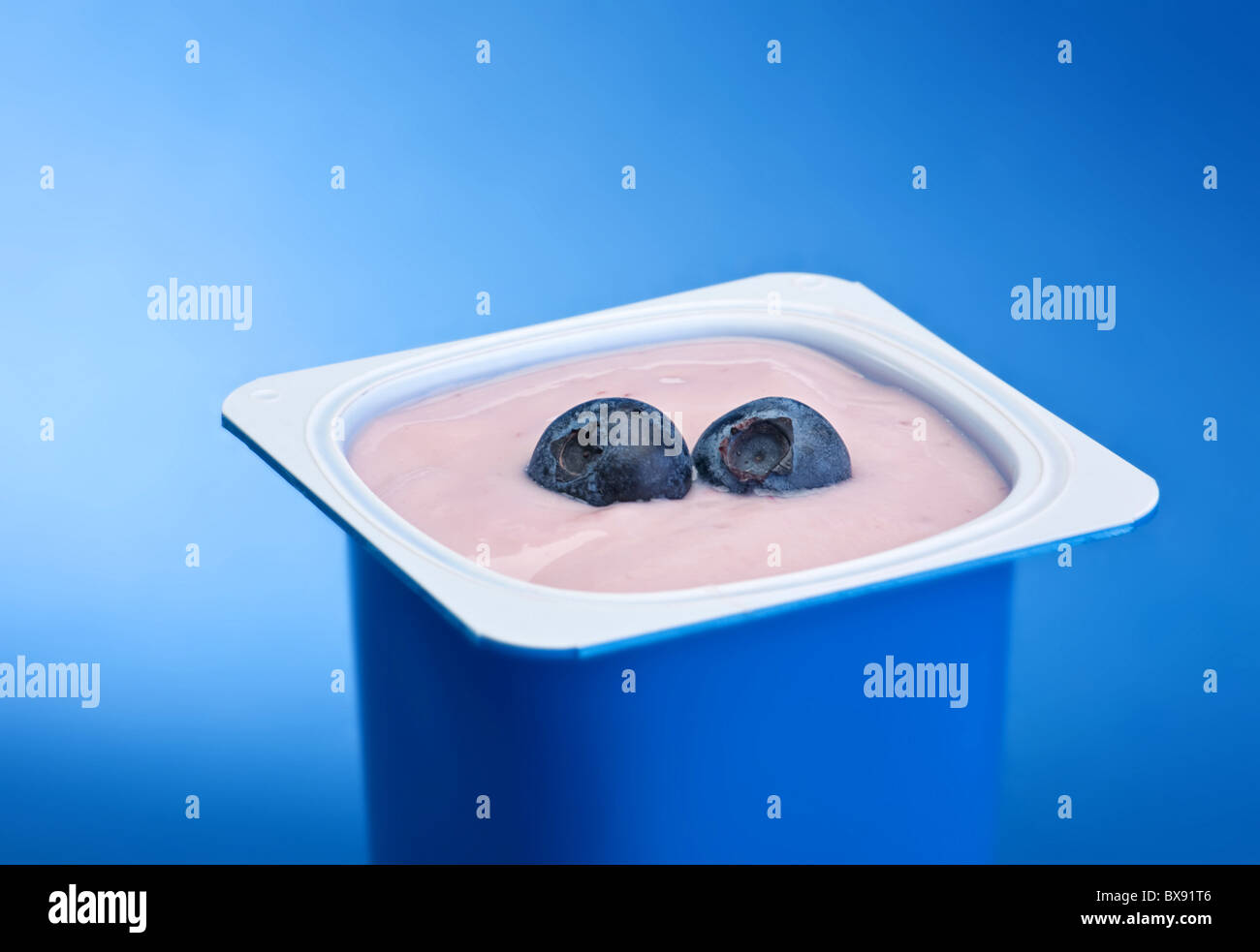 Yogurt with blueberry Stock Photo