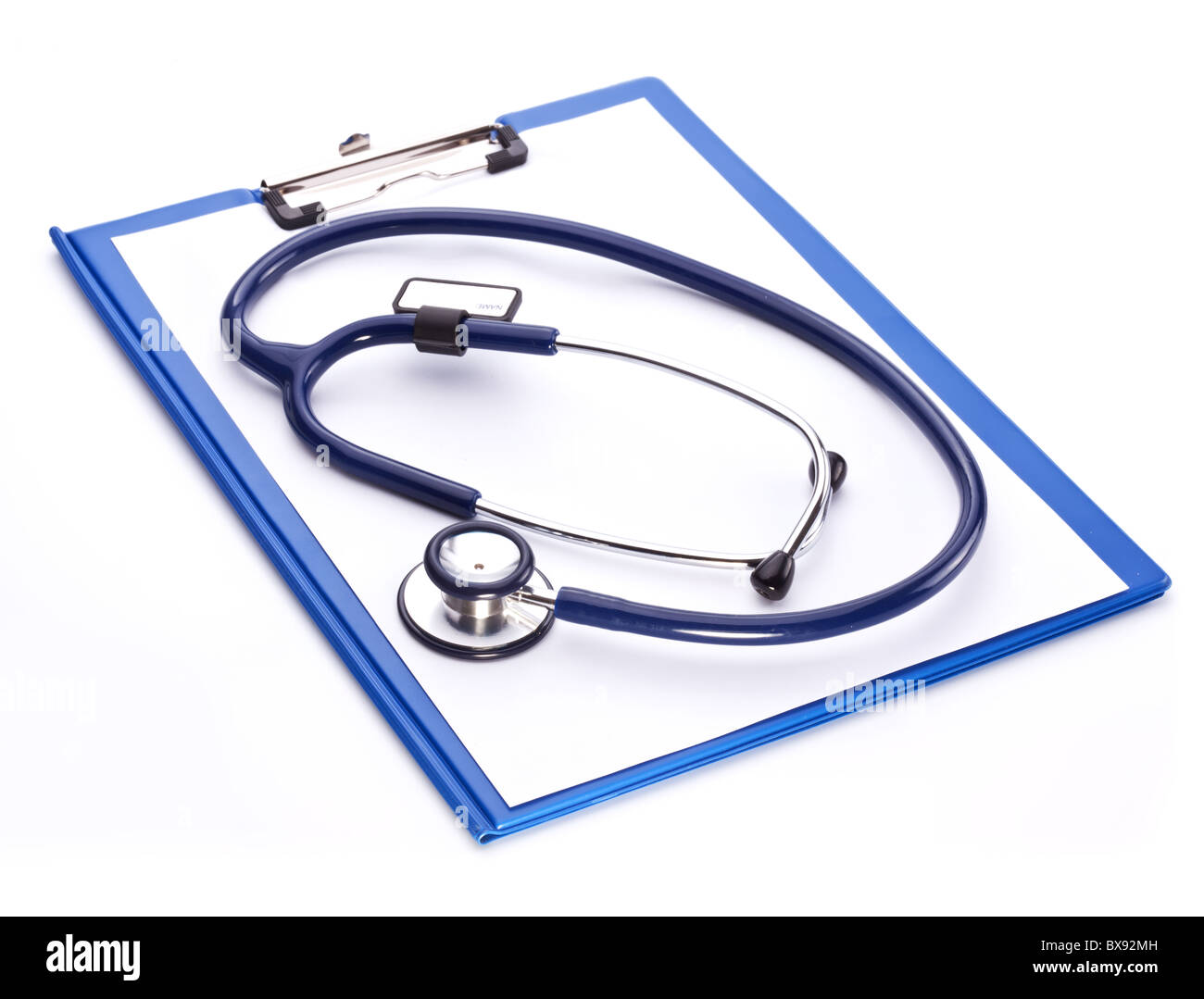 Medical stethoscope with a clipboard on a white background Stock Photo ...