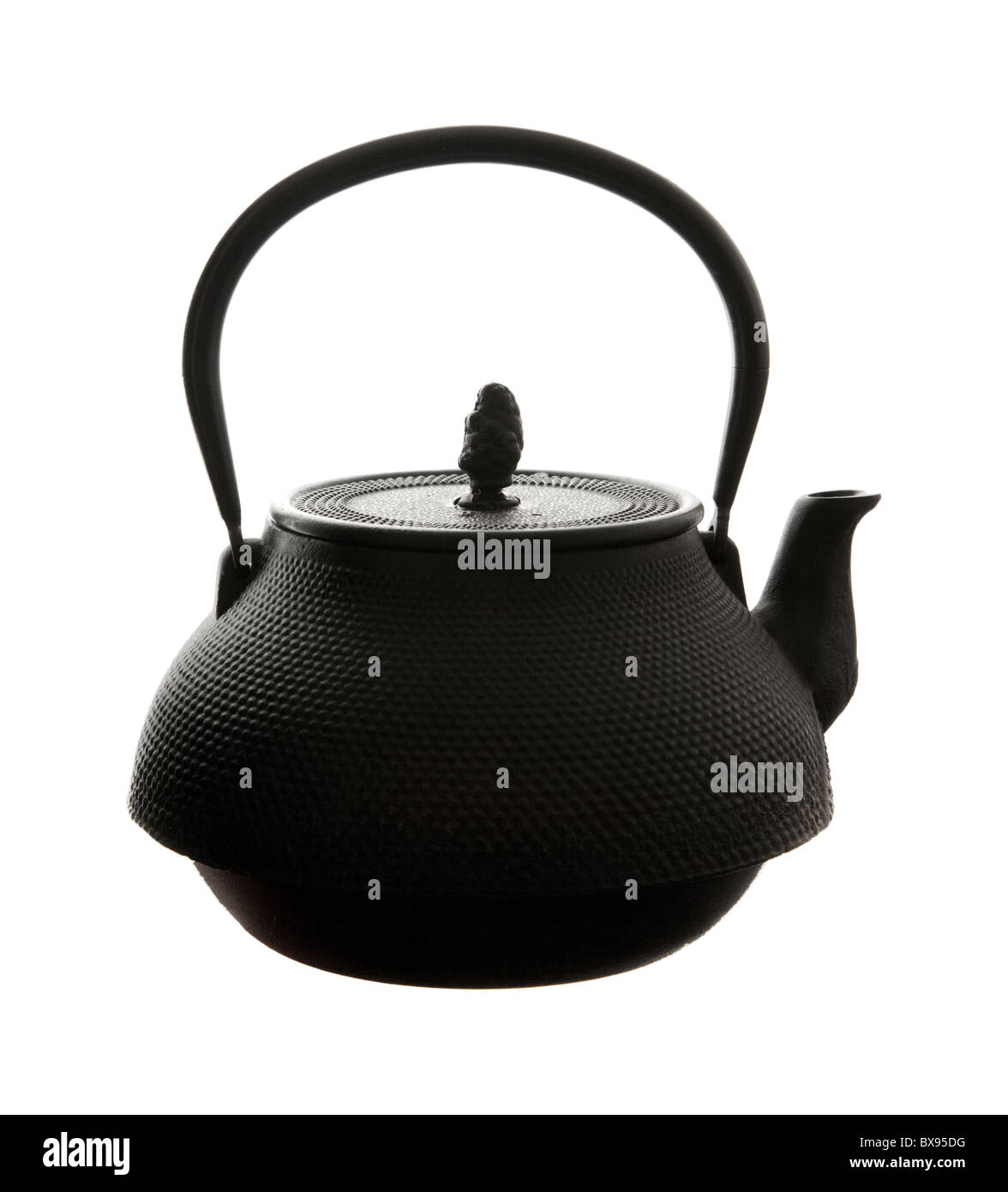 black cast iron traditional japanese teapot (tetsubin) isolated on