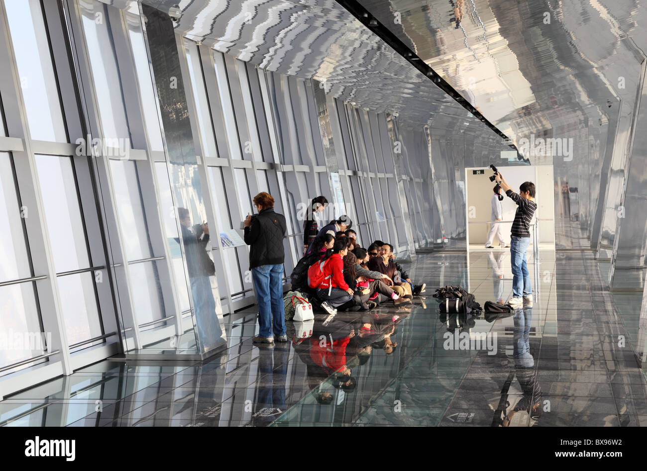 Observation Platform of the Shanghai World Financial Center (SWFC), Pudong Shanghai China. Stock Photo