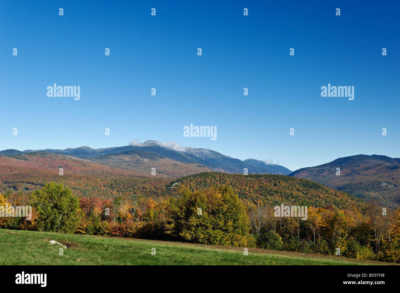 View of Mount Washington and other Mountains in the White Mountains National Forest in New