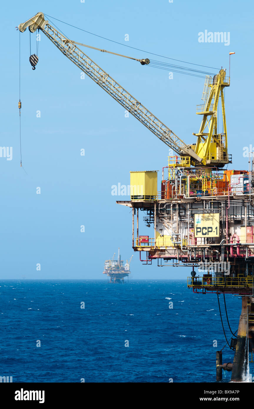 PCP-1 oil rig from Petrobras brazilian oil company. Campos Basin, offshore Rio de Janeiro, Brazil. Stock Photo
