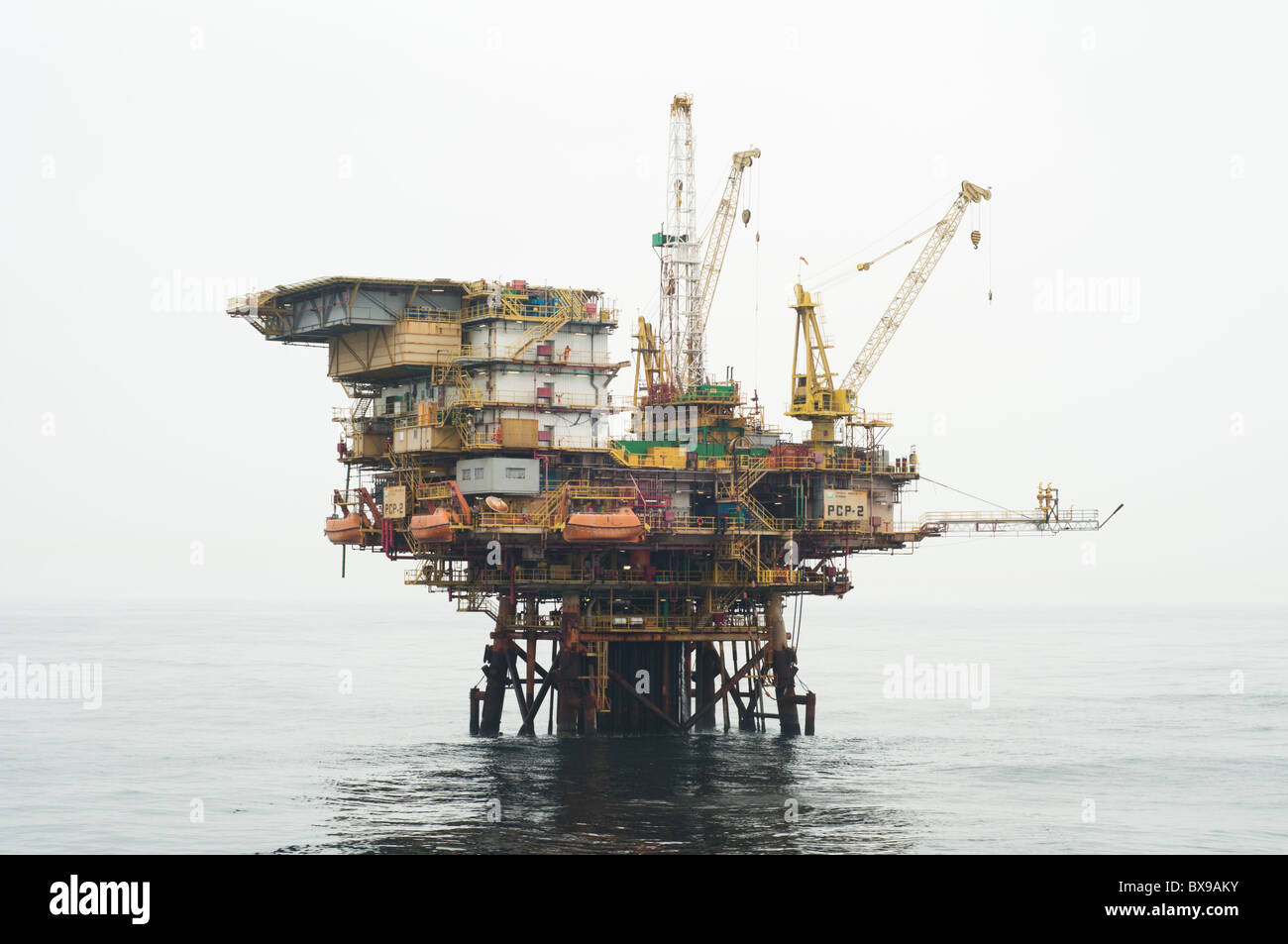 PCP-2 oil rig from Petrobras, brazilian oil company, Campos basin, offshore Rio de Janeiro, Brazil. Stock Photo