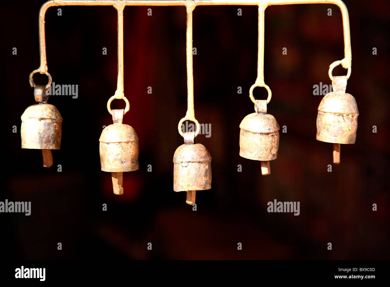 Hanging Brass bells Stock Photo Alamy