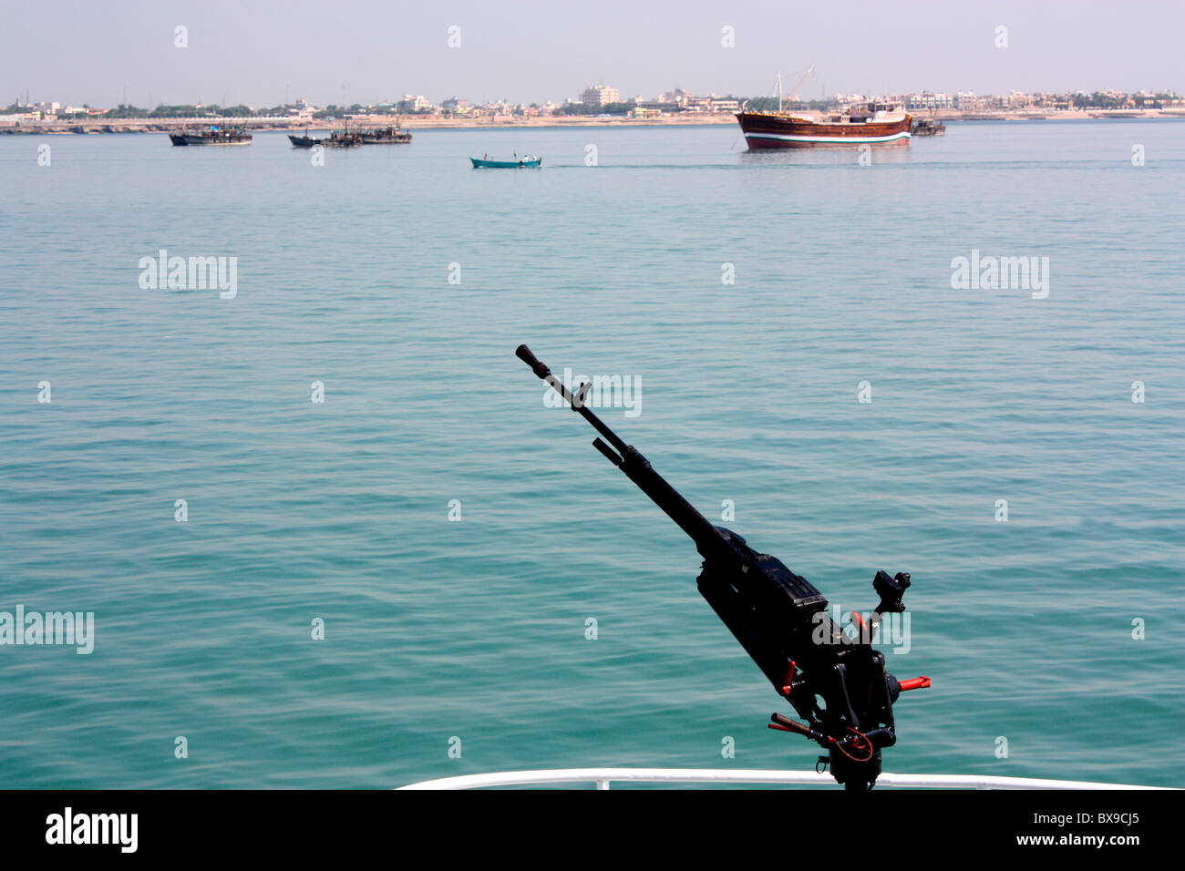 Gun depicting coastal security in India Stock Photo
