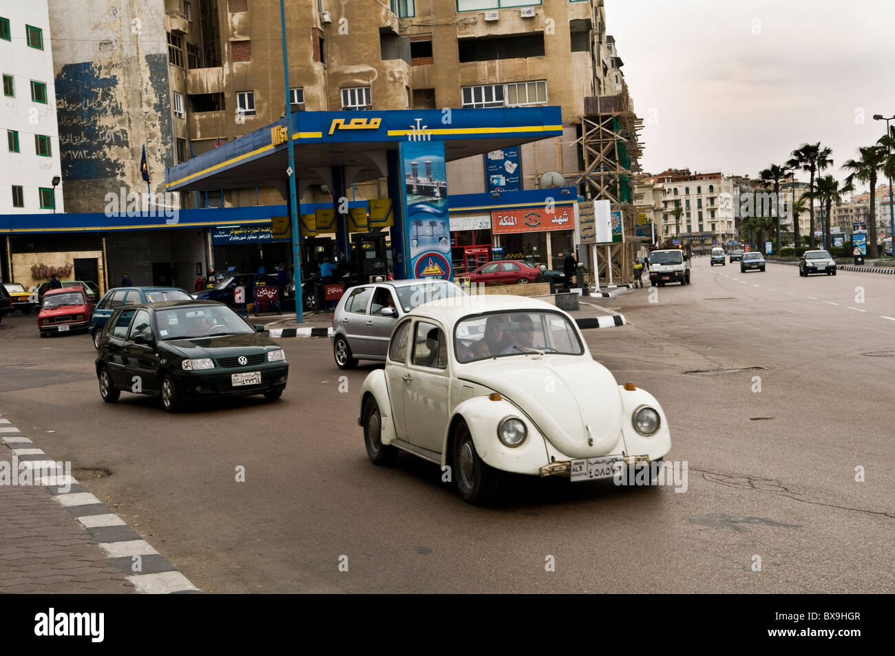 Old Volkswagen Beetle car roaming the streets of Alexandria. Stock Photo
