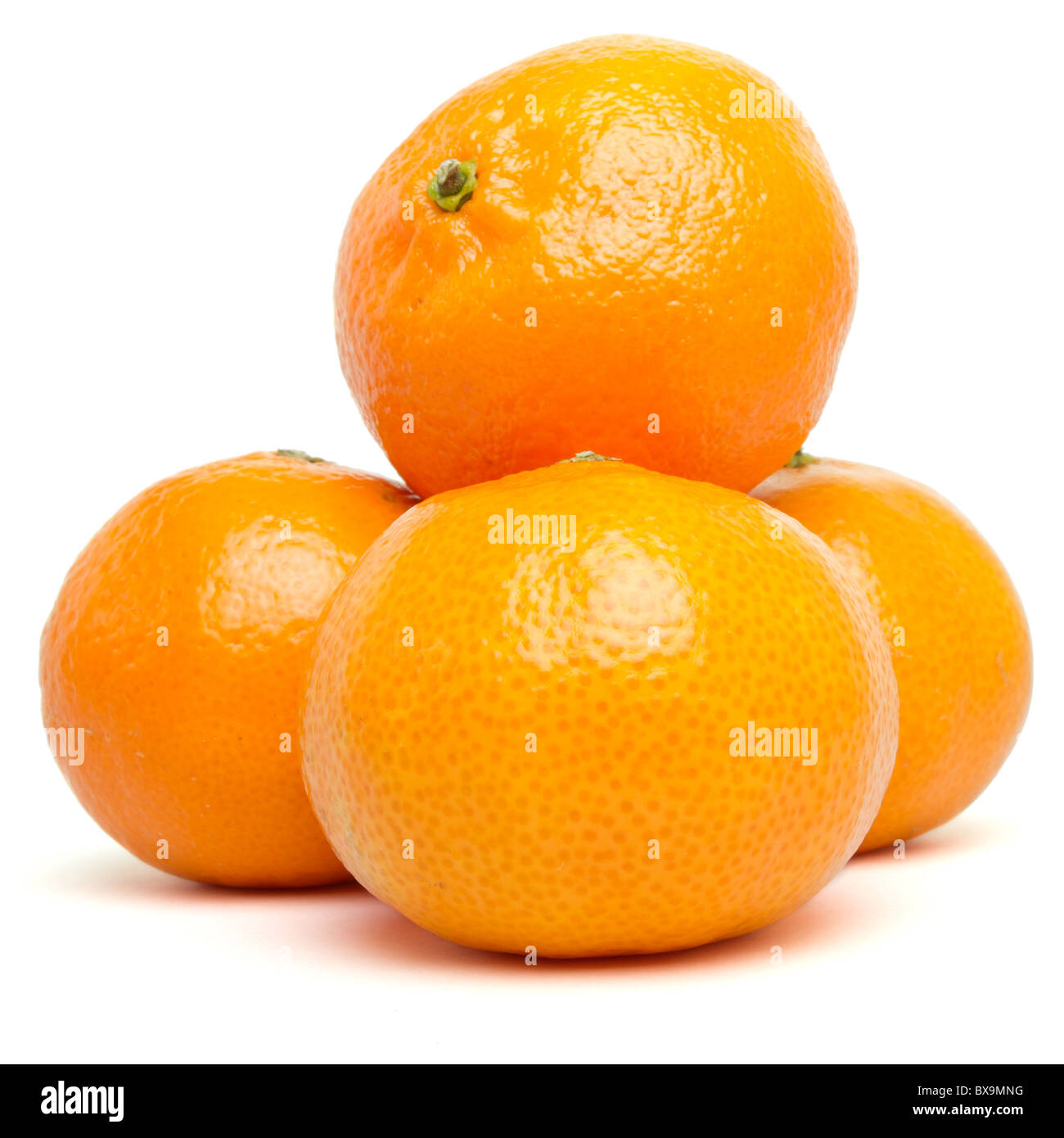 Clementines from low perspective isolated on white. Stock Photo