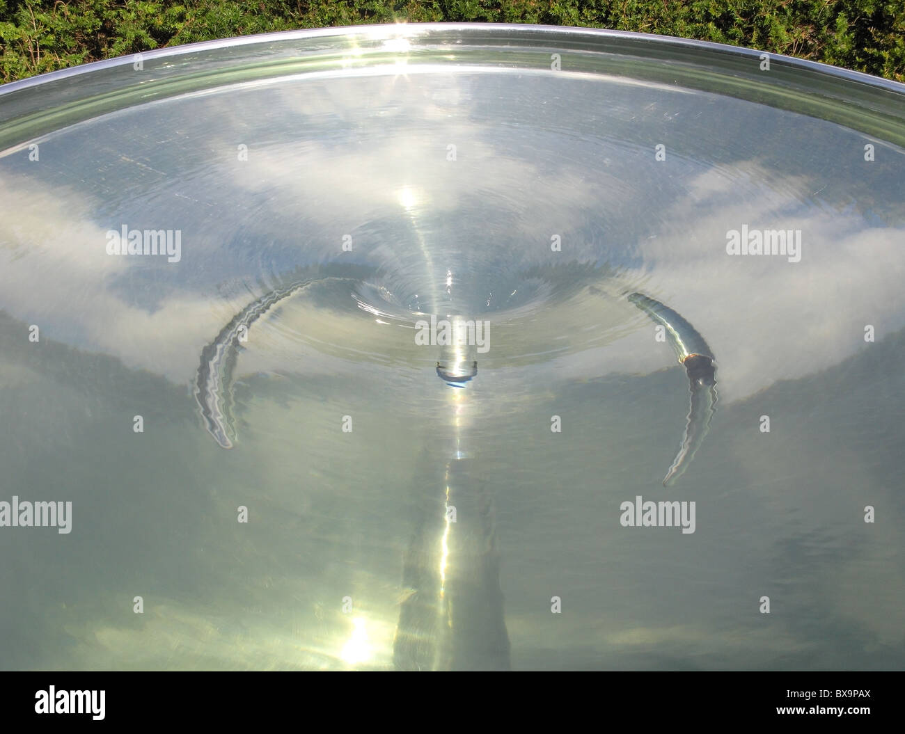 Looking down on to a vortex in water, Alnwick Castle Gardens, Alnwick Castle, Alnwick, Northumberland, England, UK. Stock Photo