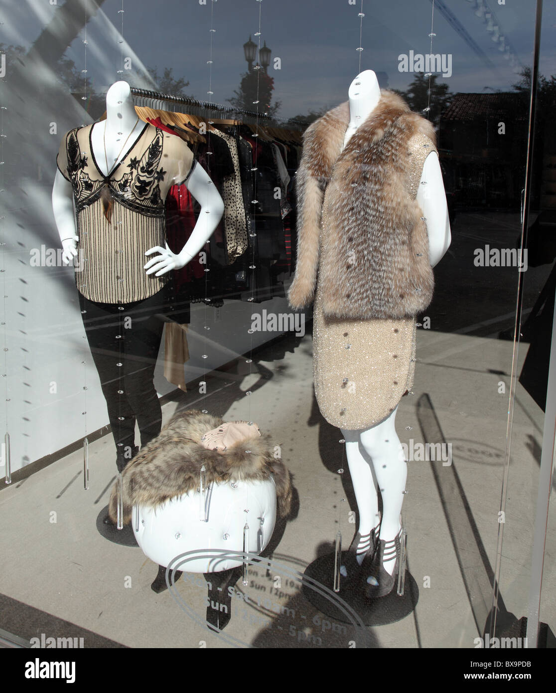 Highland Park shopping village womens fashion display, Dallas, Texas Stock Photo