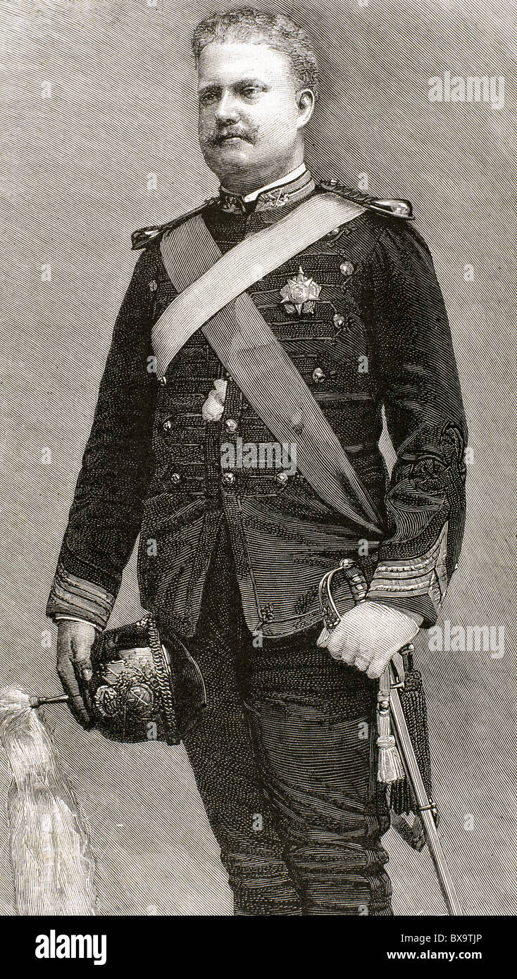 Charles I of Portugal (1863-1908). King of Portugal and the Algarves (1889-1908). Engraving by Carretero. Stock Photo